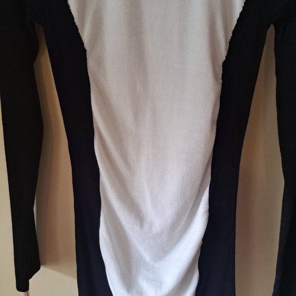 Express Black & White long sleeve ruched sweater dress. Size Med - Picture 3 of 7